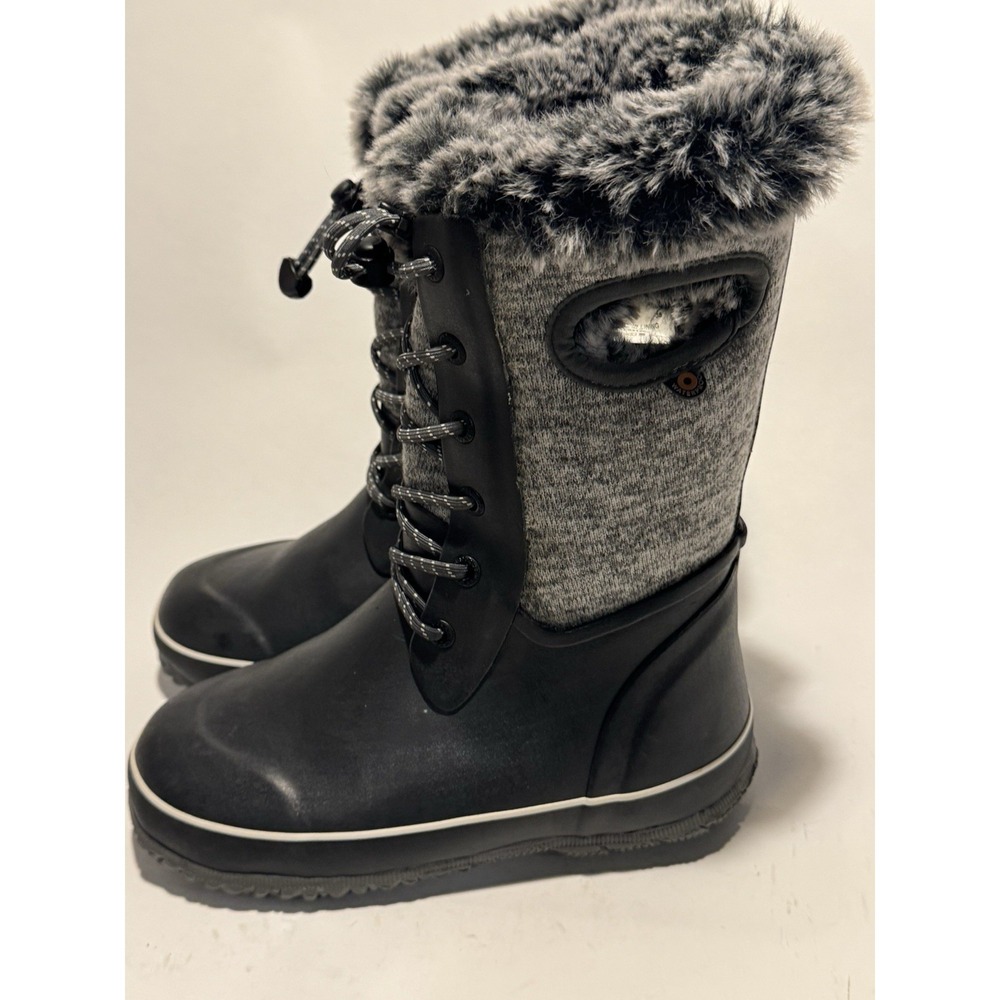 BOGS Kids' Arcata Knit Winter Boots Black Gray Insulated Waterproof Sz 3 Unisex